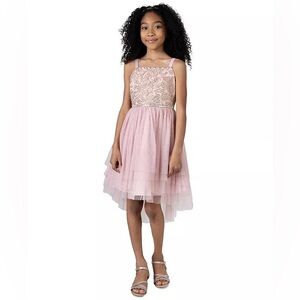 Rare Editions Pink Lace Formal Dress